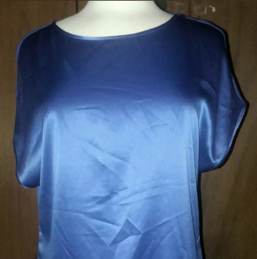 Chicos Size 1 Purple Short Sleeve Tie Side Accent